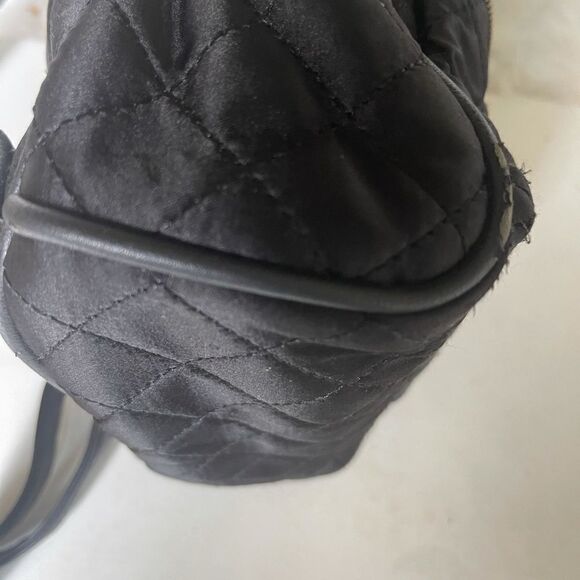 Aldo black satin quilted small backpack pre owned - Picture 11 of 12